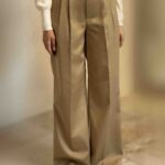 شلوار بگ توییت رنگ کرم
