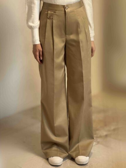 شلوار بگ توییت رنگ کرم