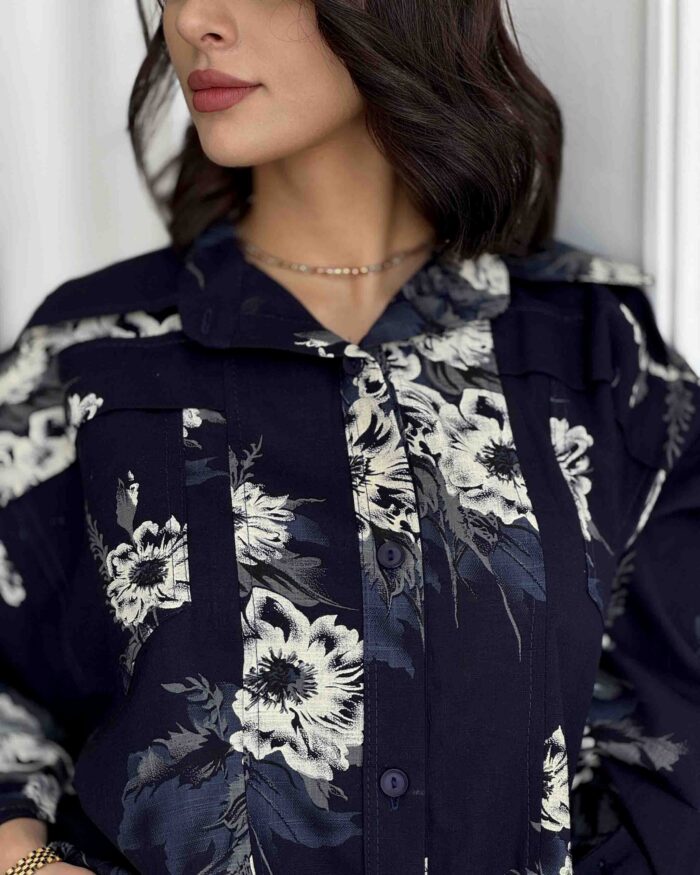 شومیز تیدا سرمه ای وستای | کد T002 - Image 4