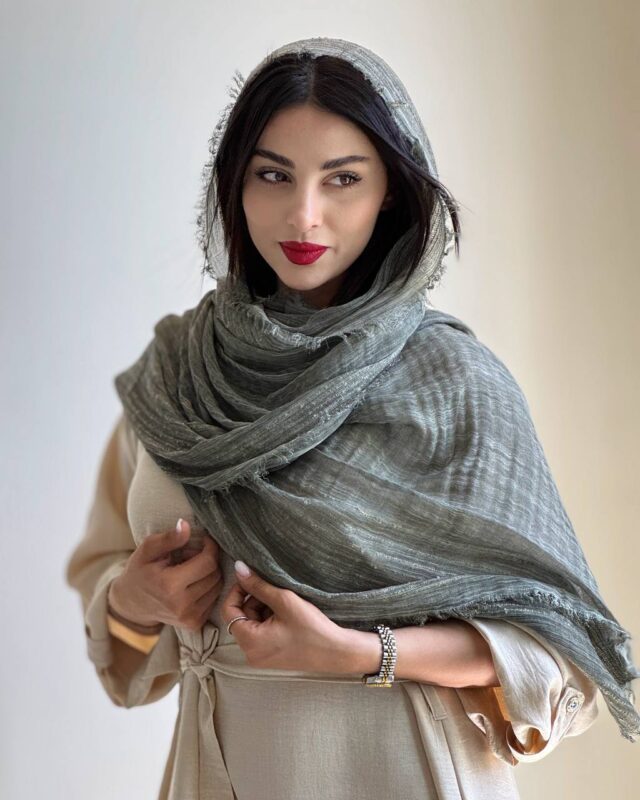 Khaki green floren shawl