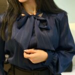 شومیز پاپیون سرمه ای
