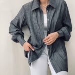 شومیز پاستلی رنگ طوسی